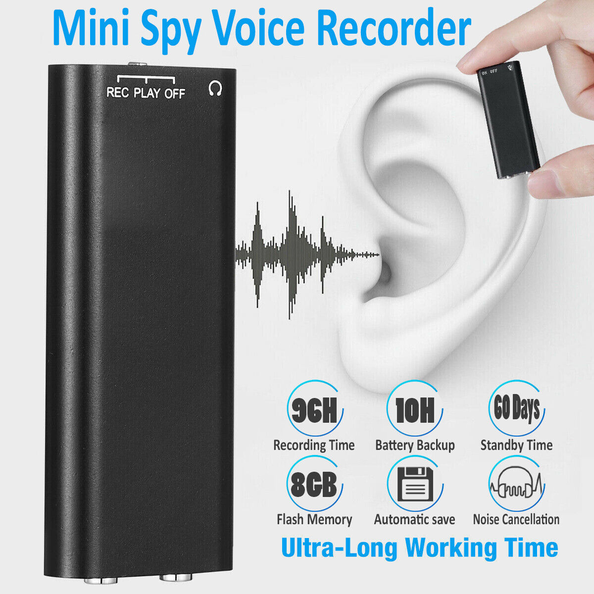 Mini Spy Audio Recorder Digital Voice Activated Dictaphone Mp3 Lecture Recorder