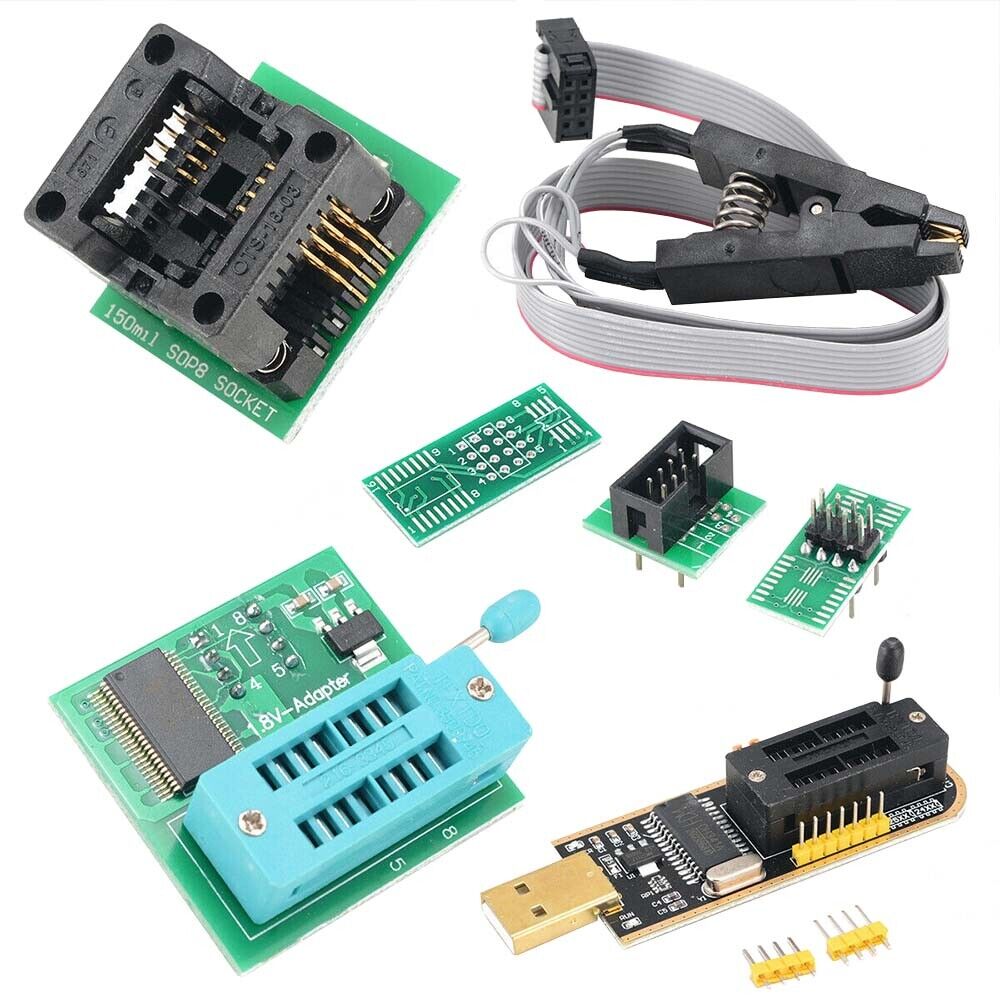 EEPROM BIOS USB Programmer CH341A + SOP8 Clip + 1.8V Adapter + SOP8 Adapter US