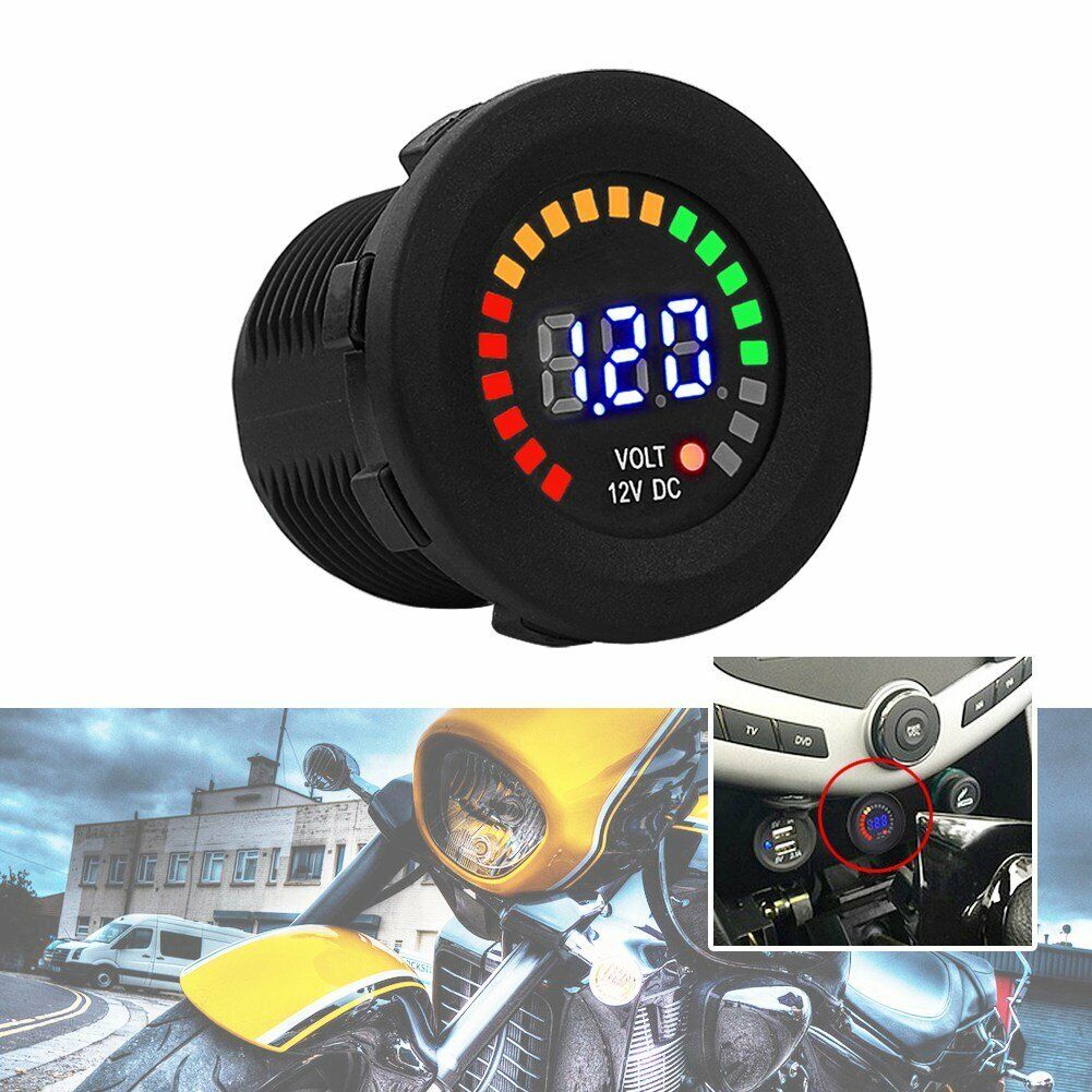 12V Motorcycle Car LED Digital Display Voltmeter Waterproof Voltage Volt Meter