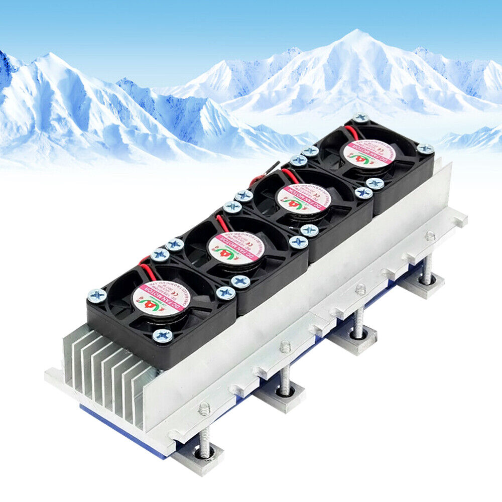 DC 12V 4 Chip Semiconductor Refrigeration Cooler DIY Radiator Cooling Device USA