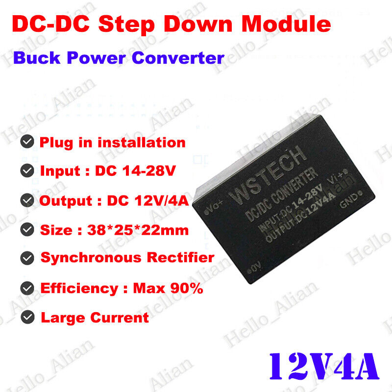 Mini DC-DC Buck Step Down Voltage Power Converter 14V-28V 18V 24V To 12V 4A 48W