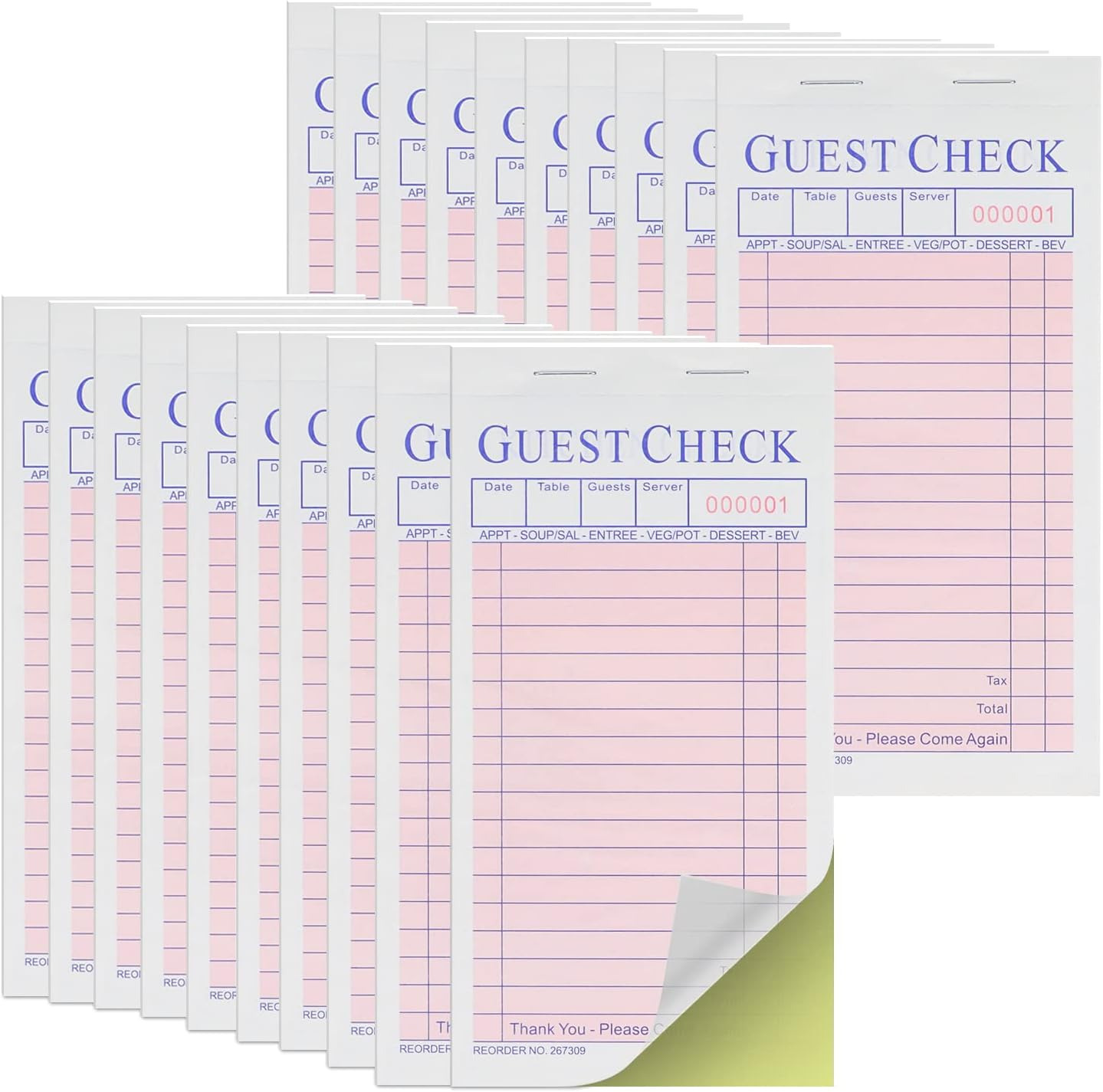 20 Books Guest Check Pads for Waitress Servers Restaurants, Server Note Pads, To