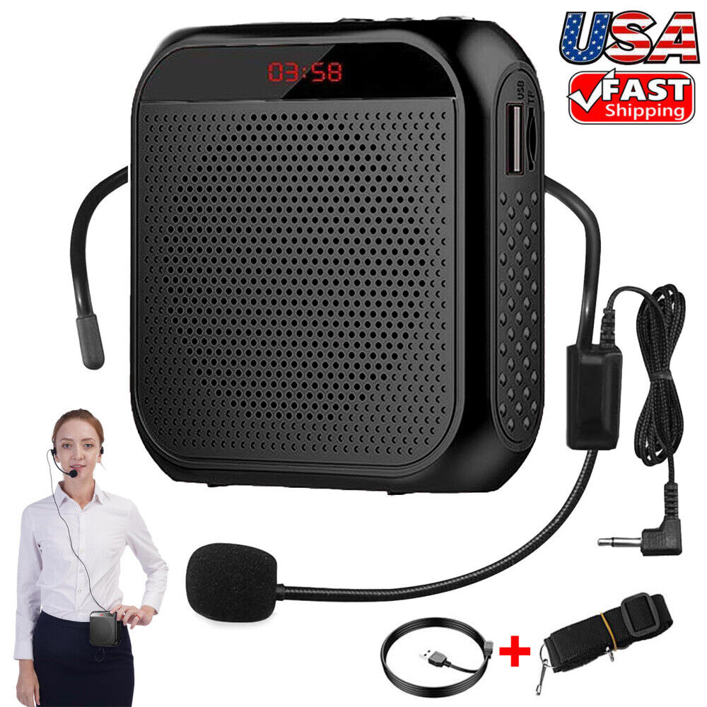 Portable Rechargeable Mini Voice Amplifier Speaker With Wired Microphone Headset