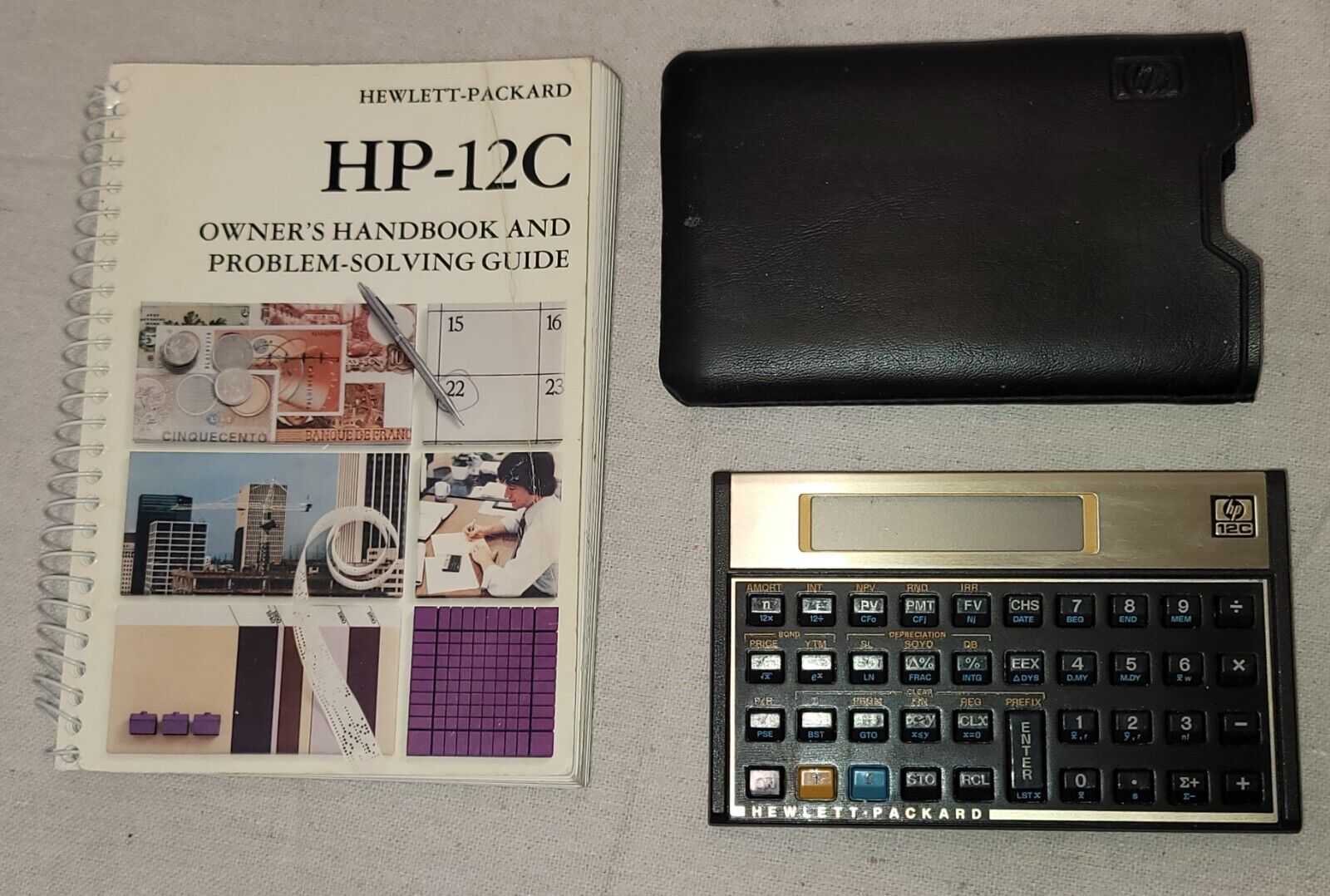 Vintage HP 12C Financial Calculator w/Original Cover & Owner's Handbook 