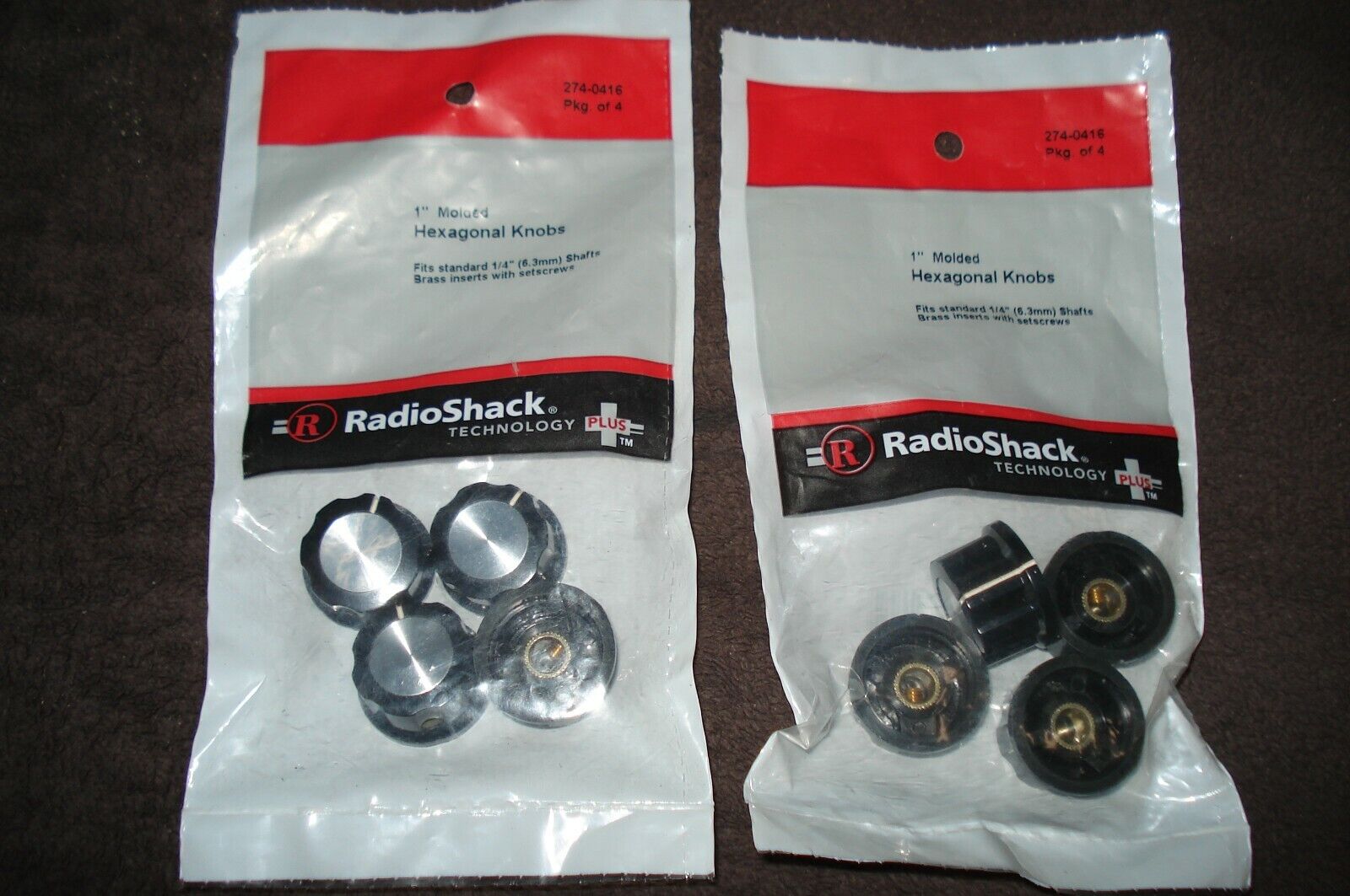 Radio Shack 1” Molded Hexagonal Knobs (Lot of 2)