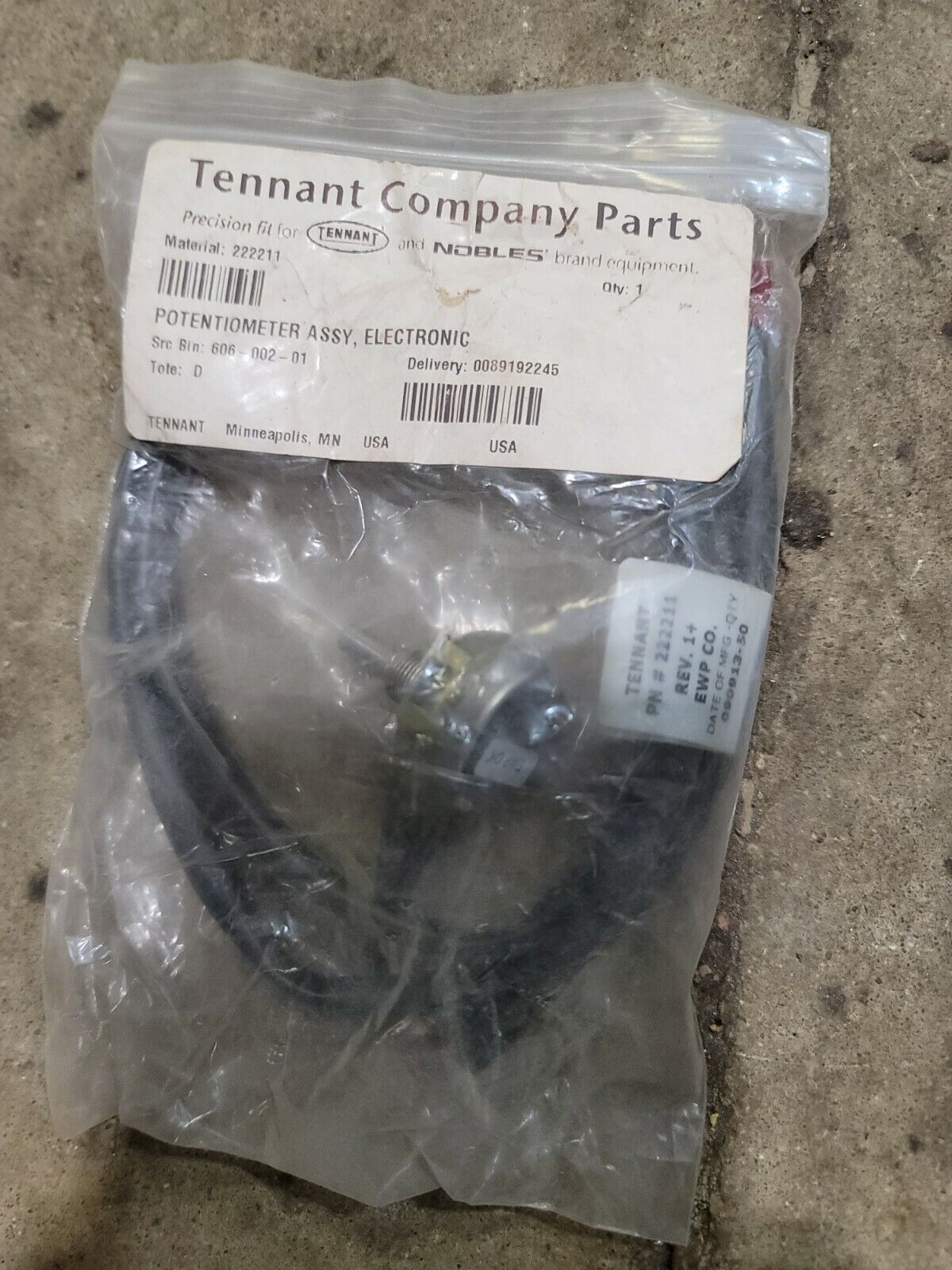 Tennant  222211 - Potentiometer Assembly, Electronic
