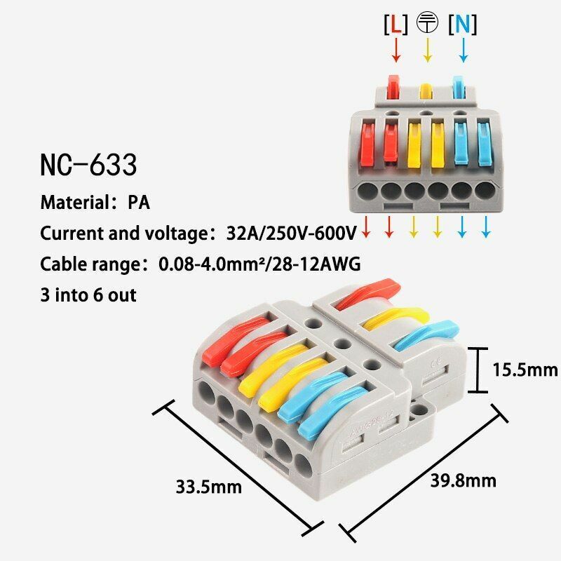 Universal SPL Wiring Cable Connectors Push-in Conductor Quick Wire Connector PCT