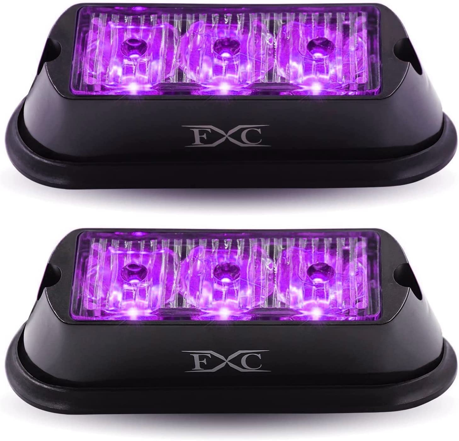 (2PCS 3-LED Strobe Light Purple Waterproof Emergency Beacon Flash Lights, Cautio
