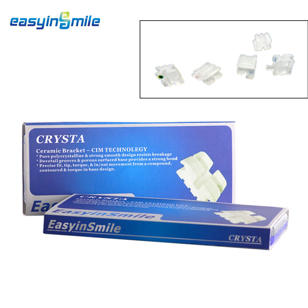EASYINSMILE Orthodontic Brackets Dental Crystal Braces MBT 022 3 with hook 2Pack