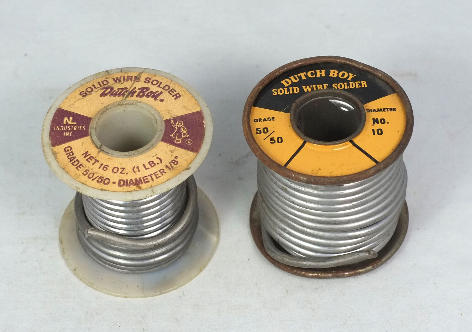 2 Used Spools Vintage Dutch Boy 50/50 0.125 Solid Wire Solder