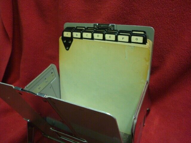 Vintage metal Burroughs Alphabetical File Cards