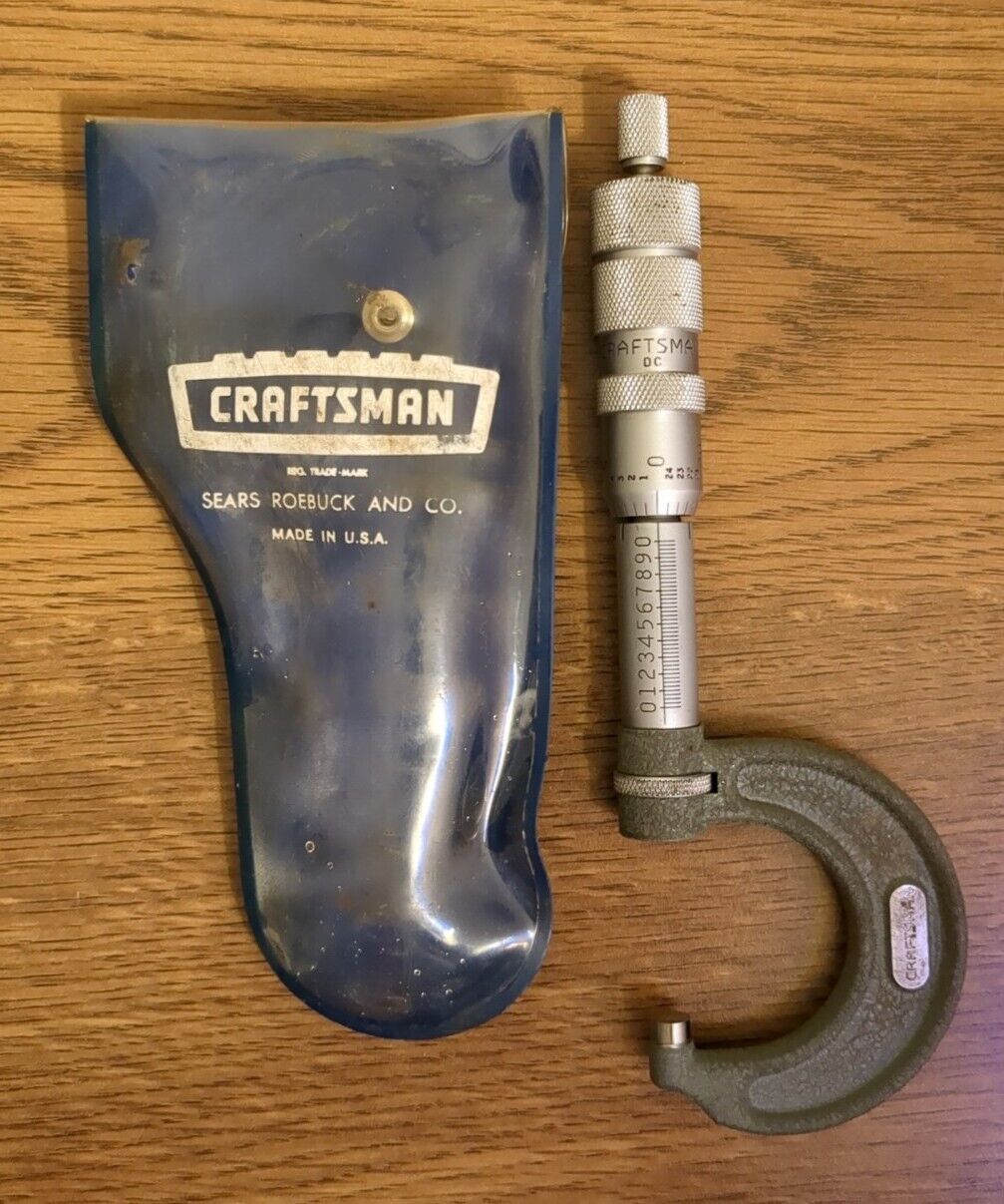 Craftsman Vintage Micrometer Outside 0-1 Inch USA Made Tool With Case 
