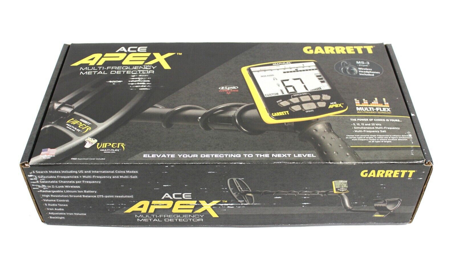 Garrett APEX Multi-Frequency Metal Detector, Headphones Pro-Pointer AT - New