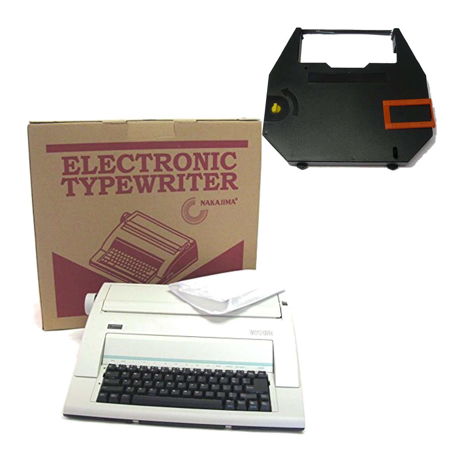 Nakajima WPT150 Portable Electronic Typewriter with Correct Film Ribbon Bundle
