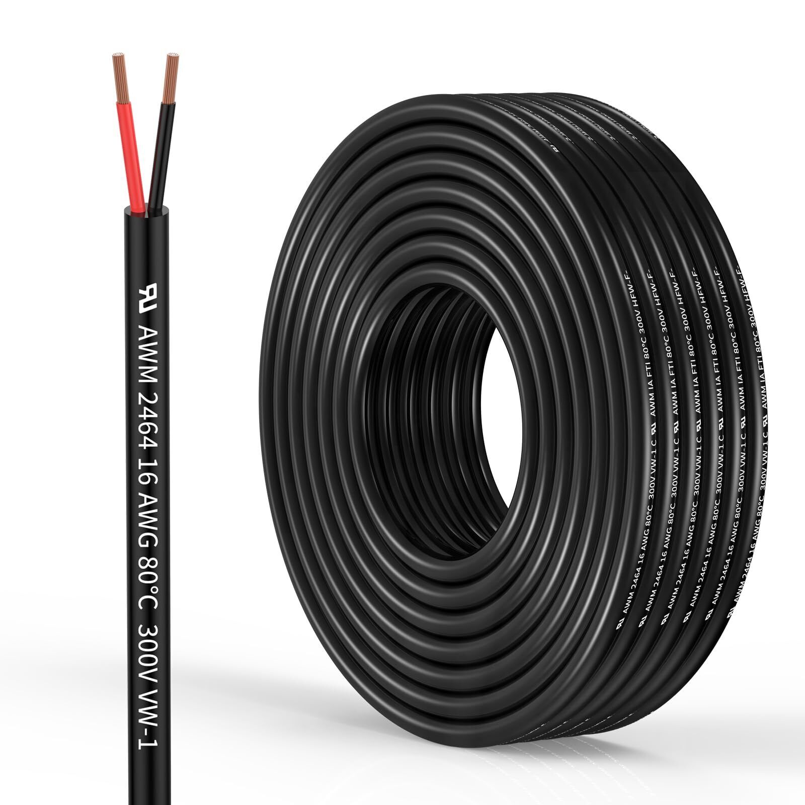 16 Gauge 2 Conductor Electrical Wire 16AWG Electrical Wire Stranded PVC Cord ...