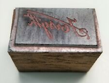 Vintage Wood Metal Printing Block Stamp  