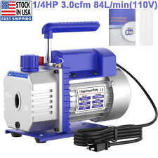 3CFM Vacuum Pump Single Stage 1/4HP Rotary Vane Deep HVAC AC Air Conditioning picture