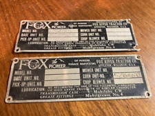 2 Vintage Fox River Tractor Model 54B Corn Unit Metal Tags Plates picture
