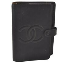 Authentic CHANEL Vintage Caviar Skin CoCo Mark Notebook Cover Black 0223I picture