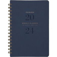 AT-A-GLANCE Signature Collection 2024 Weekly Monthly Planner Navy Small 5 12 x 8 picture