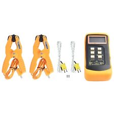 Dual Channel K-Type Digital Thermocouple Thermometer 6802 II 2 Pipe Clamp picture