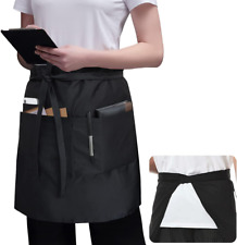 Server Apron Black with 3 Pockets 22 Inch Long Waiter Waitress Bistro Half Waist picture