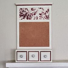 Vintage Wood Organizer w/ Corkboard & Drawers Desktop or Wall Mount 20x12x4.5