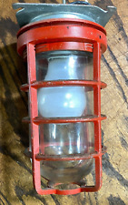 Vintage Industrial Explosion Proof 120V Caged Light Fixture ~  Steampunk Lamps picture