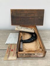 Vintage Starrett Micrometer Model 436 2 to 3 in With Wood Box Manual Wrench Tool picture