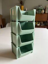 Vintage Mid Century MCM Mint Green Desk Supplies Stacking Trays Set of 4  picture