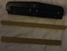 Vintage Black Hand 2 /3 Hole Punch, Germany 3 sided wood ruler, USA wood ruler picture