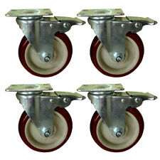 4x Heavy Duty 5 inch Swivel Bearing Caster Wheel with Brake Polyurethane 1320lb picture