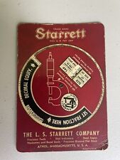 Vintage LS Starrett 1949 Drill And Tap Size Chart Circular Decimal picture