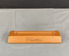 Vintage CADILLAC Dealer Business Card Holder Wood Base Desk Plexiglass Script picture