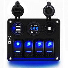 KEING 4 Gang 12V-24V DC Rocker Switch Panel Waterproof LED Circuit Breaker picture