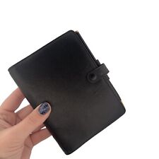 VINTAGE Small Filofax POCKET PICCADILLY ~ BLACK ~ Leather Planner WITH PEN picture