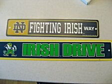 Vintage Lot of Two Plastic Notre Dame Street Signs - Irish Drive & Irish Way picture