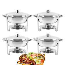 Round Chafing Dish Buffet Set 4pc Stainless Steel Buffet Servers and Warmers picture