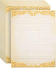 48-Pack Vintage-Style Lined Stationary Paper for Writing Letters, Antique, Old F picture