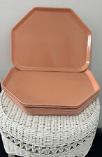 Bundle 8 Vintage Peach Cafeteria Trays Cambro Camtray Trapezoid 18x14 Fiberglass picture