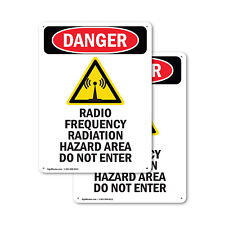 (2 Pack) Radio Frequency Radiation OSHA Danger Sign Decal Metal Plastic picture