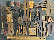 Large Antique Letterpress Printer WOOD TYPE Mix 81 Piece Full Alphabet & Numbers picture