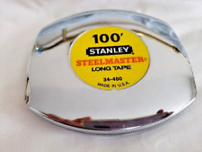 Vintage 100ft Stanley Wind Up Measuring Tape, Steelmaster, Metal Case, Hand Tool picture