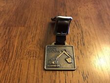 KOEHRING TRACKHOE EXCAVATOR Crawler Vintage Watch Fob brass W/leather Strap picture