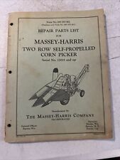Vintage 1951 Massey Harris Two Row Self-Propelled Corn Picker Repair Parts List picture