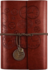 Leather Writing Journal, Refillable Notebook with Lined Pages Vintage Travelers  picture