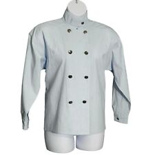 Vintage Chef's Coat Jacket Double Breasted Blue Size 4 / Medium Long Sleeve NWT picture