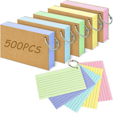 3X5 Inches Colored Index Cards,500Pcs Flash Cards with Ring, Lined on Both Side  picture