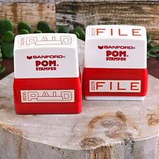 Vintage Sanford POM File and Paid Ink Stamper Red Office Supplies Working Lot 2 picture