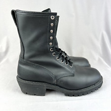 Red Wing Boots Mens 11 E Black Wildland Fire Fighter Work Leather Vibram Vintage picture
